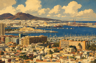 Aussichtspunkt Confital mit Blick über den Hafen Las Palmas und Santa Catalina