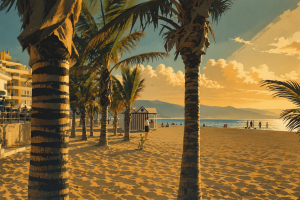 Playa Canteras Strand bei Sonnenuntergang