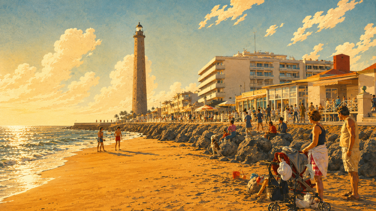 Strand am Leuchturm Faro Maspalomas Oasis