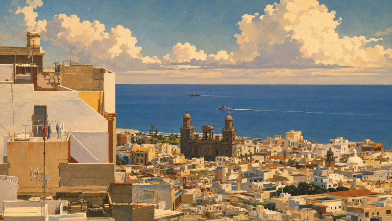 Blick auf Kathedrale und Altstadt Las Palmas von San Juan aus