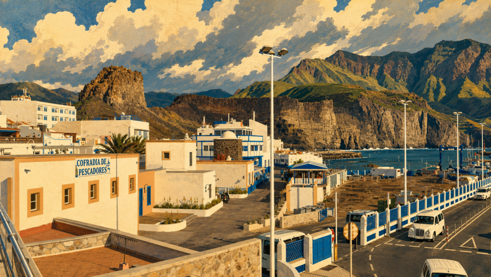Der Strand von Agaete am Hafen Puerto de las Nieves