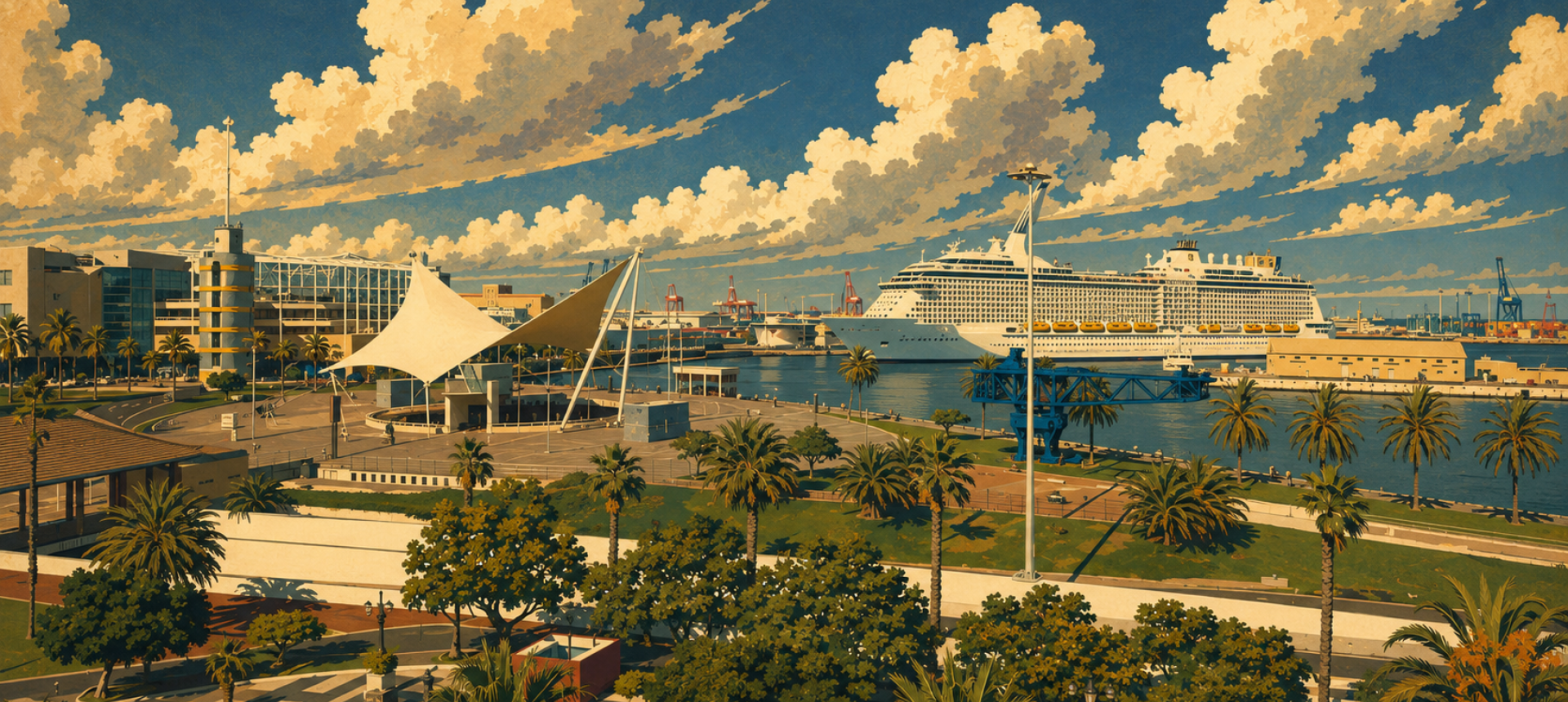 Aussicht auf Terminal Santa catalina und Kreuzfahrthafen Muelle Santa Catalina